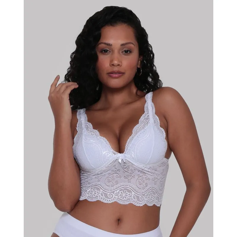Sutiã Top Feminino Alongado Bojo Renda Branco 42