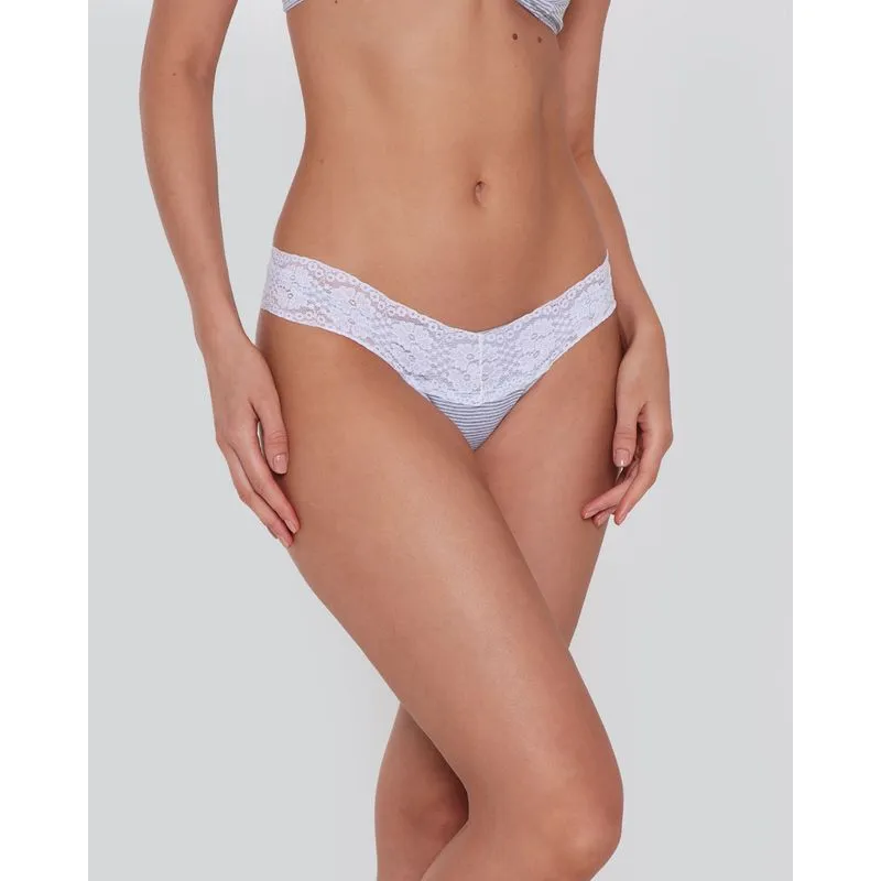 Calcinha Avulsa Tanga Estampa Listrada Cinza M