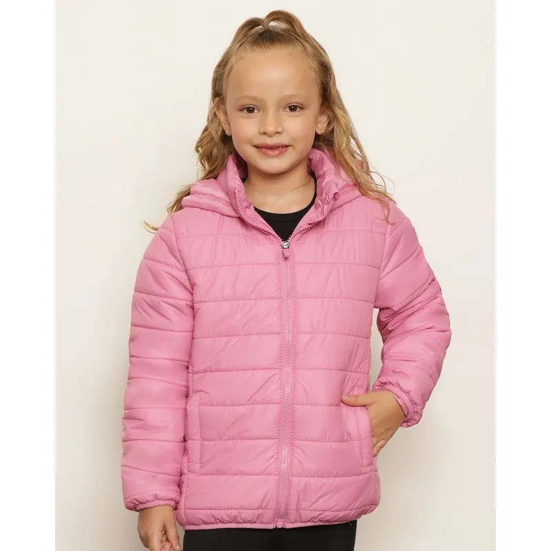 Jaqueta infantil Puffer Com Capuz Rosa 6