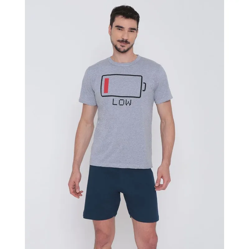 Pijama Masculino Bateria Cinza GG
