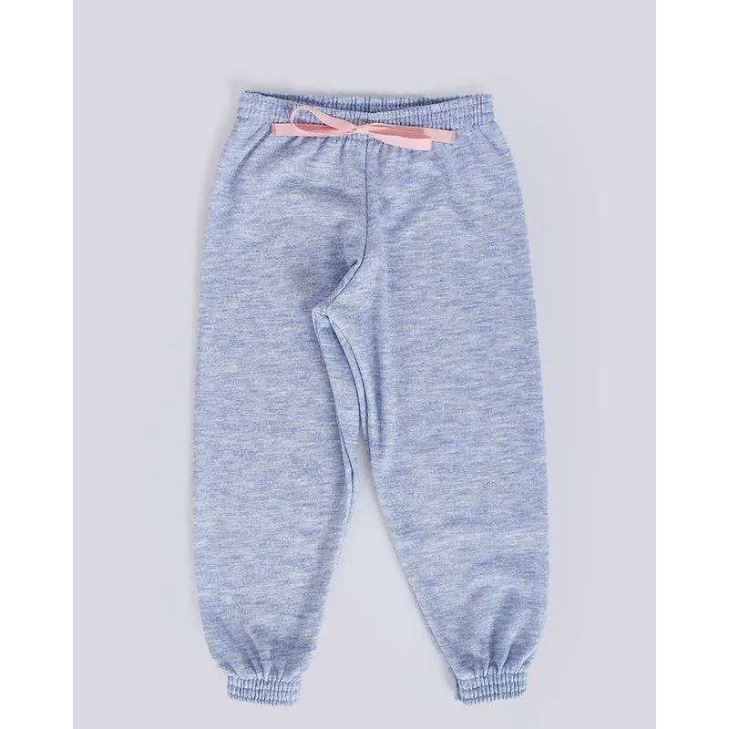 Calça Moletom Bebê Rajado Jogger Azul Claro 3