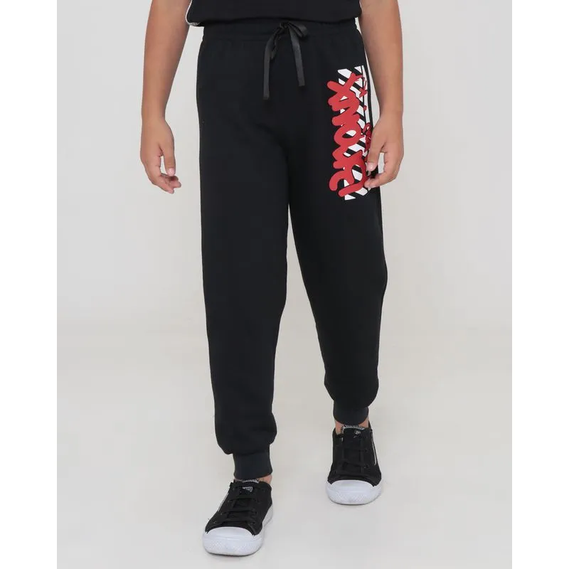 Calça Moletom Infantil Jogger Preta 8