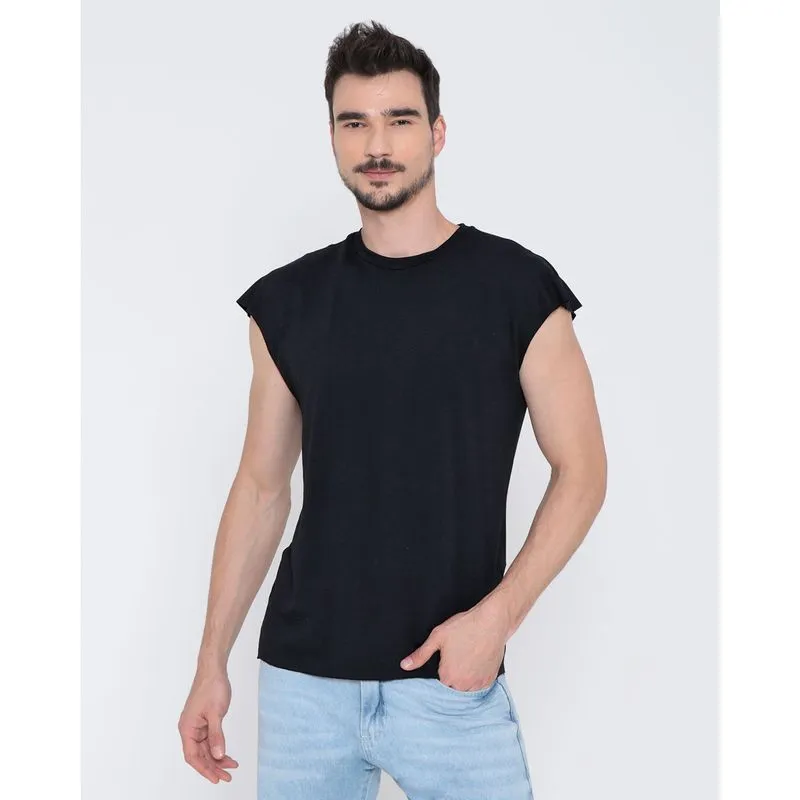 Regata Masculina Viscose Básica Preta M