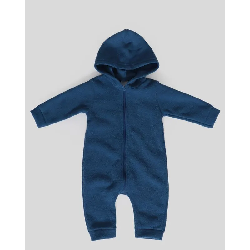 Macacão Bebê Com Capuz Boucle Azul Escuro M