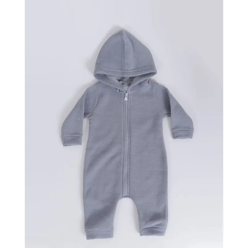 Macacão Bebê Com Capuz Boucle Cinza Médio M