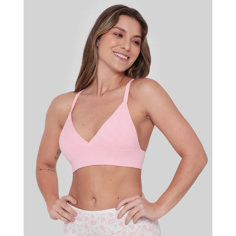 Sutiã Top Feminino Sem Bojo Alças Cruzadas Rosa 42