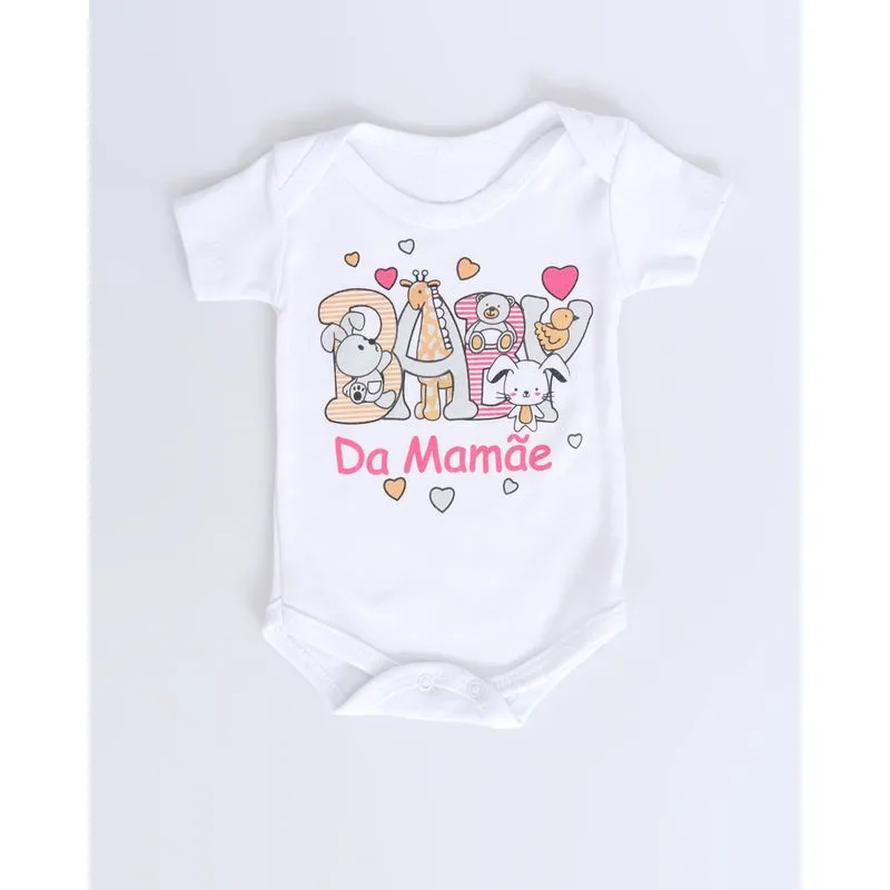 Body Bebê Baby Da Mamãe Manga Curta Branco G