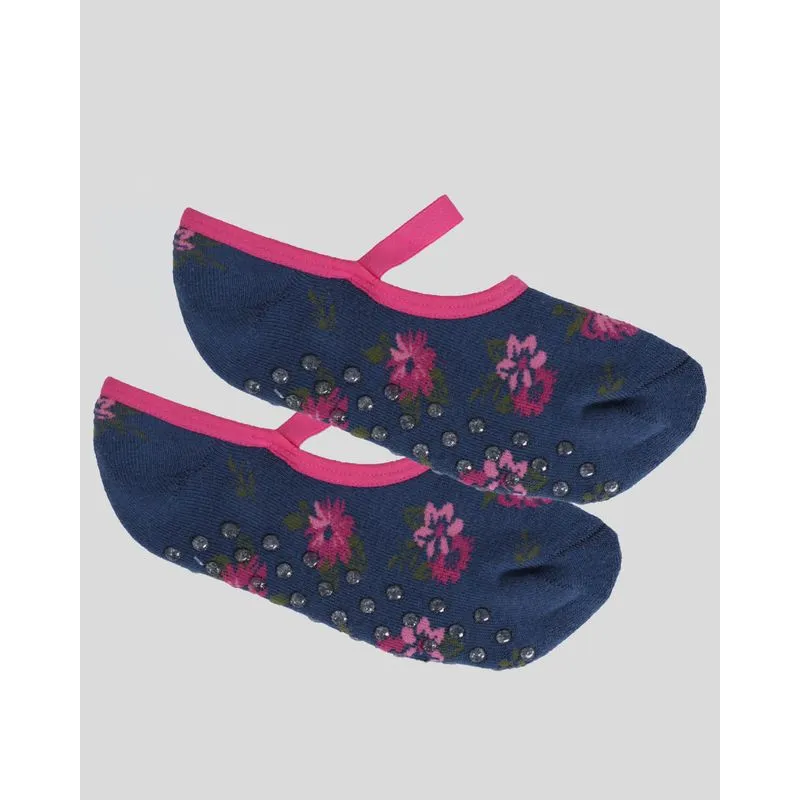 Meia Sapatilha Antiderrapante Fitter Floral Marinho 34 A 39