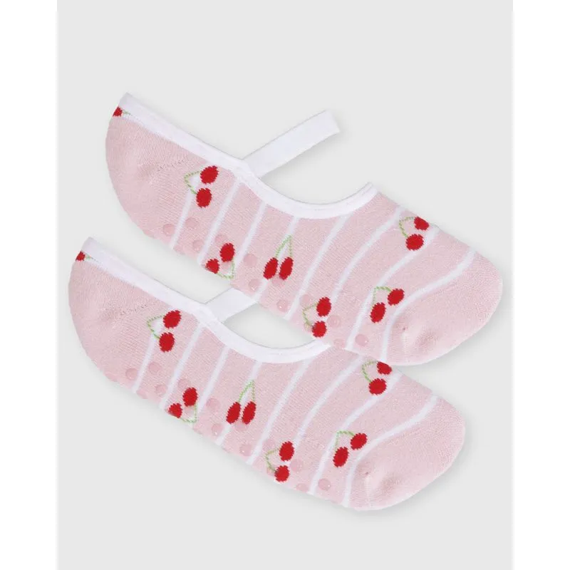 Meia Sapatilha Antiderrapante Fitter Floral Rosa Claro 34 A 39