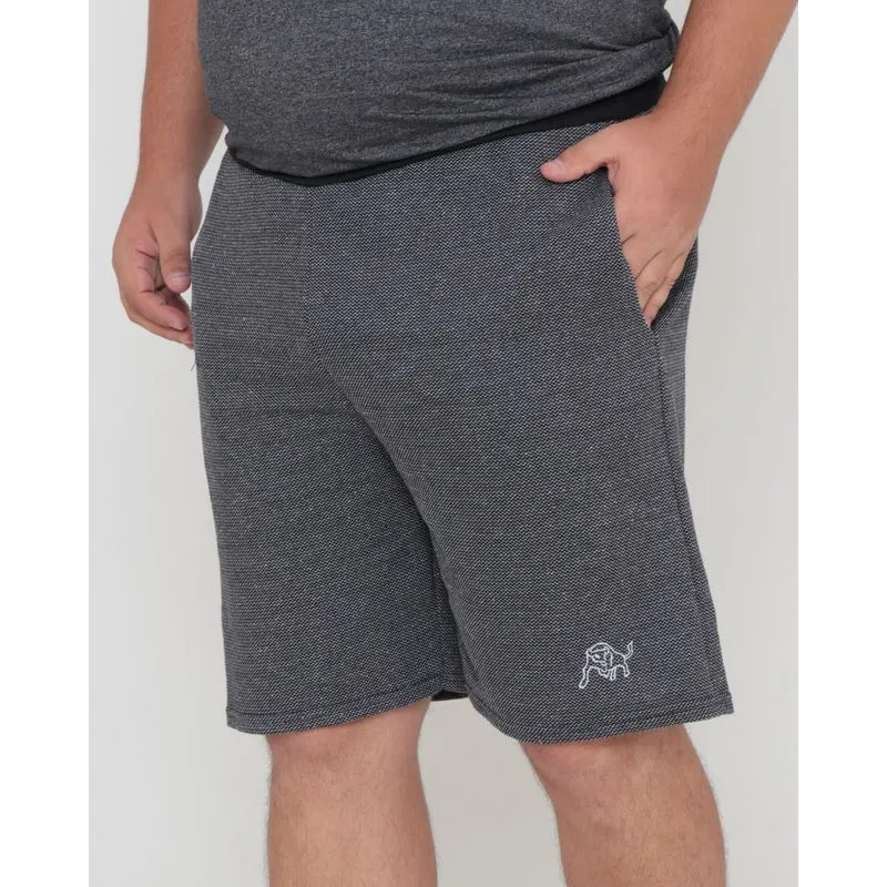 Bermuda Moletinho Masculina Plus Size Mescla Cinza G2