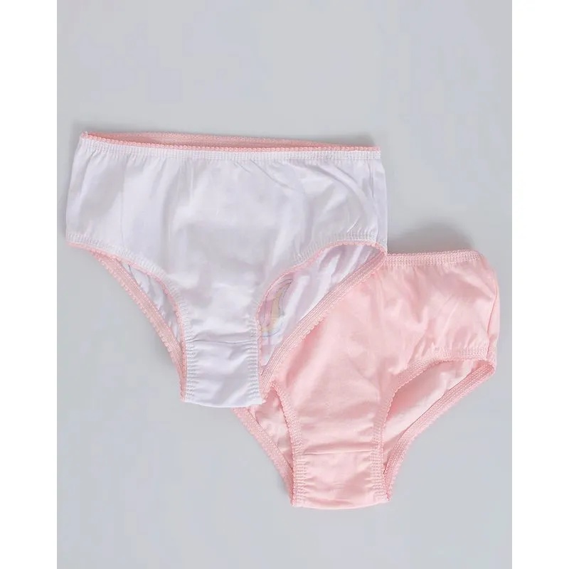 Kit 2 Calcinha Infantil Estampa Catcorn Branca Rosa 8