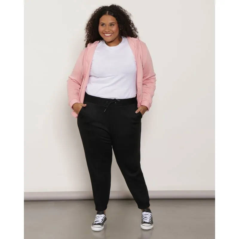 Calça Moletom Feminina Plus Size Jogger Preta G2