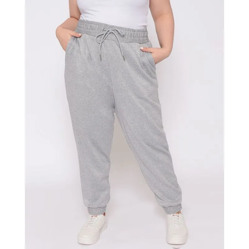 Calça Moletom Feminina Plus Size Jogger Cinza G2