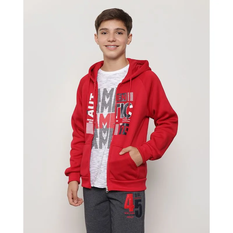 Casaco Moletom Juvenil Com Estampa Vermelho 14