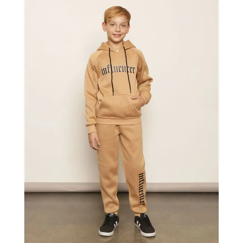 Calça Moletom Juvenil Jogger Com Estampa Bege 10