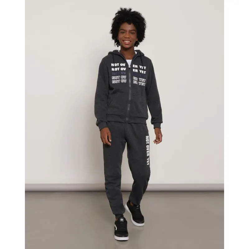 Conjunto Moletom Juvenil Estampado Mescla Cinza Escuro 10