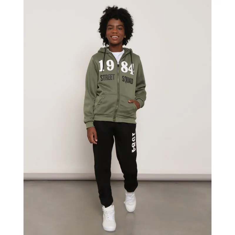 Conjunto Moletom Juvenil Estampado Com Capuz Verde 14