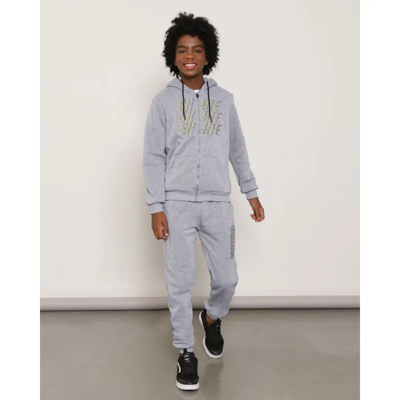 Conjunto Moletom Juvenil Estampa Skate Com Capuz Cinza 10