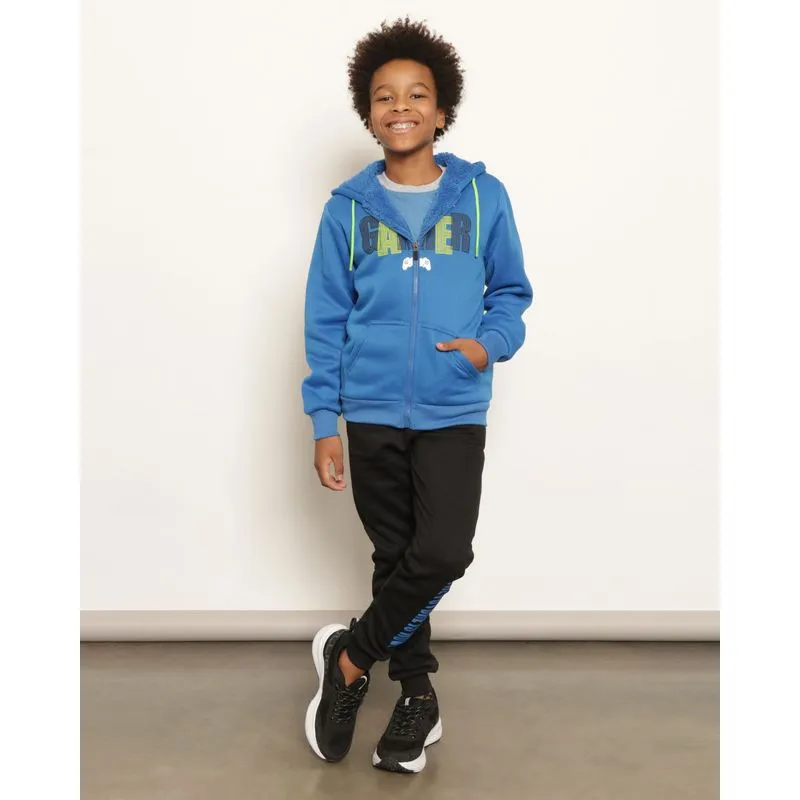 Conjunto Moletom Juvenil Estampado Com Capuz Azul 16