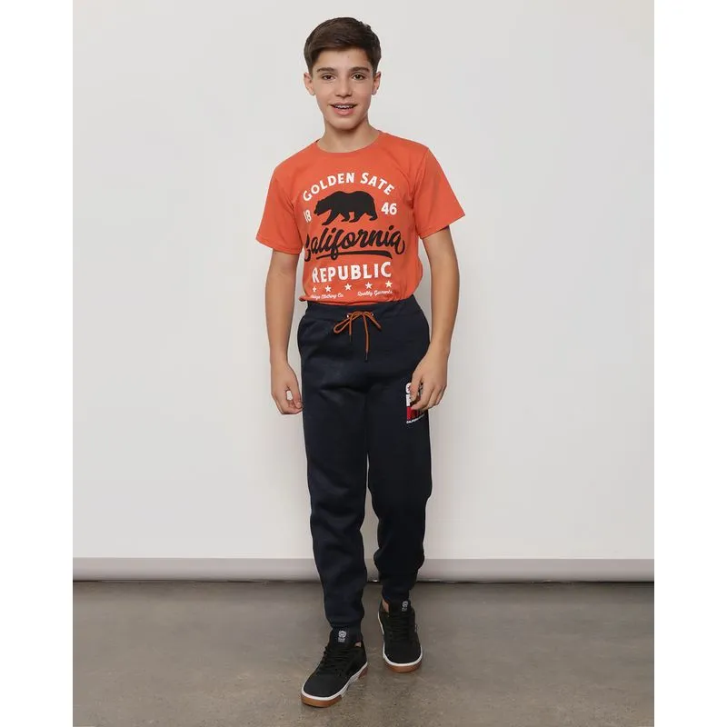 Calça Moletom Juvenil Rajado Califórnia Marinho 14