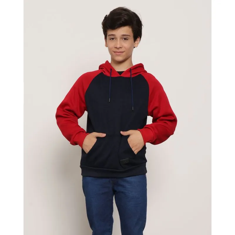 Blusão Moletom Juvenil Manga Longa Raglan Marinho 12
