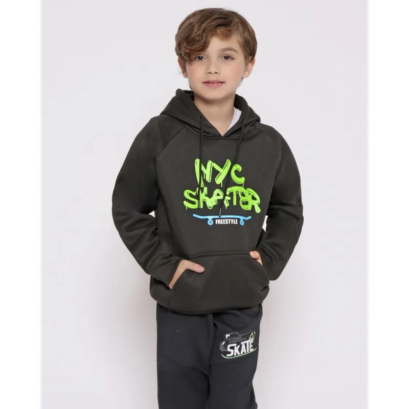 Blusão Moletom Infantil Com Capuz Preto 8