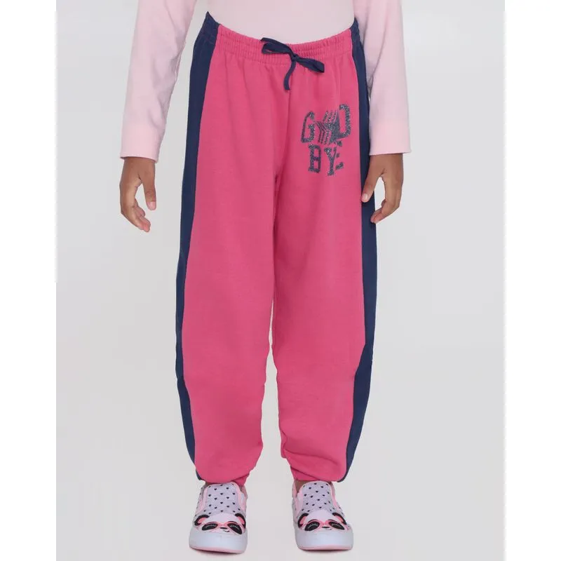 Calça Moletom Juvenil Jogger Recorte Marinho Rosa 12