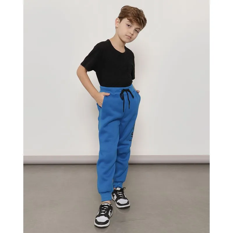 Calça Moletom Infantil Jogger Com Estampa Azul 4