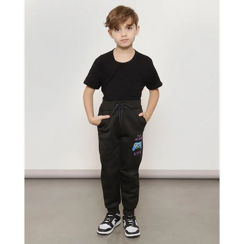 Calça Moletom Infantil Com Bolso e Estampa Preta 6