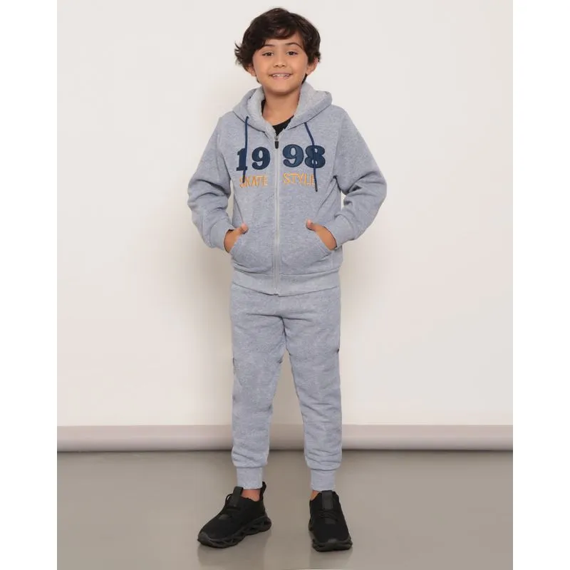Conjunto Infantil Moletom Com Capuz Cinza 8