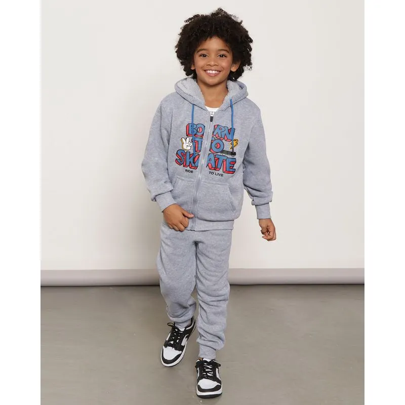 Conjunto Infantil Moletom Com Capuz Cinza 4