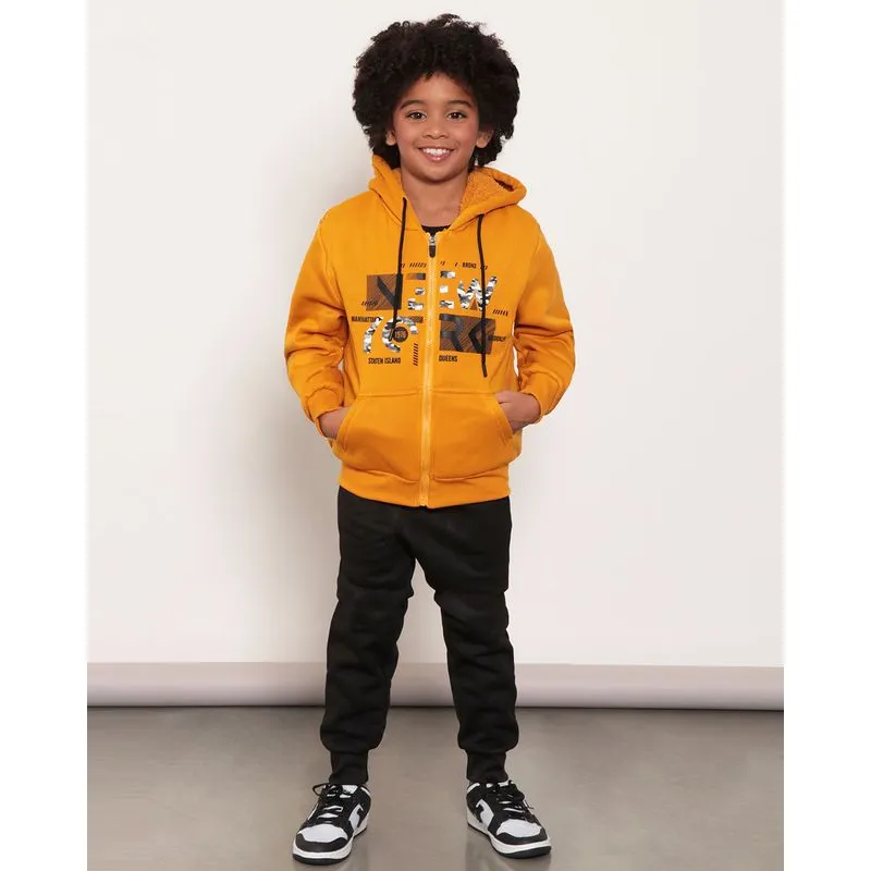 Conjunto Infantil Moletom Com Capuz Mostarda 8