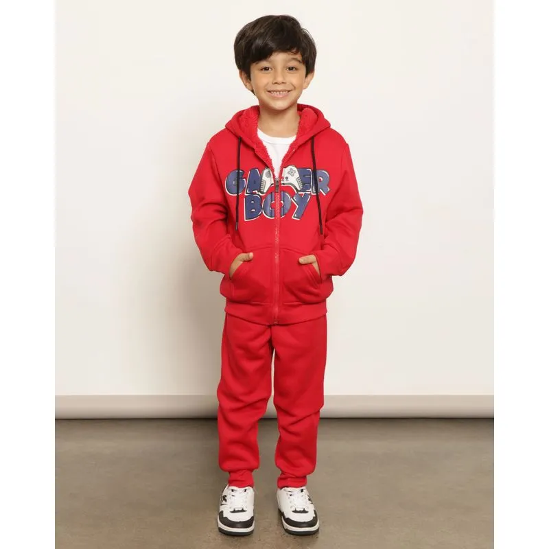 Conjunto Infantil Moletom Com Capuz Vermelho 4