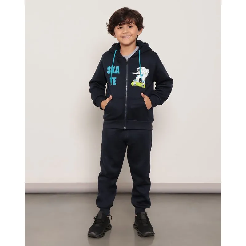 Conjunto Infantil Moletom Com Capuz Marinho 8