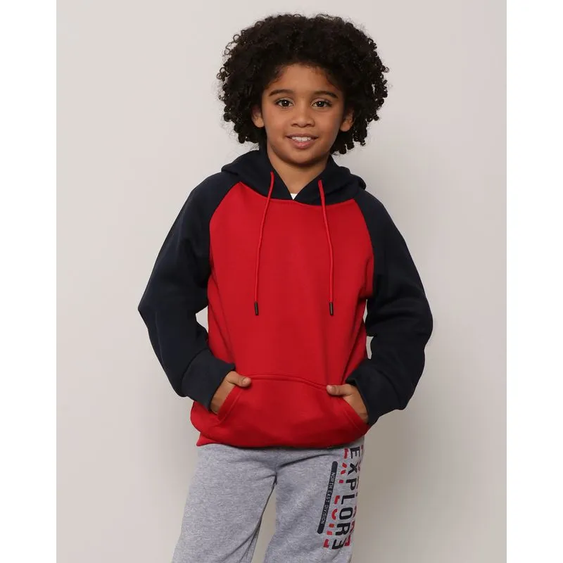Blusão Moletom Infantil Com Capuz e Bolso Canguru Vermelho 8