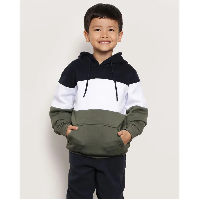 Blusa Moletom Infantil Capuz Recortes Azul Marinho 8