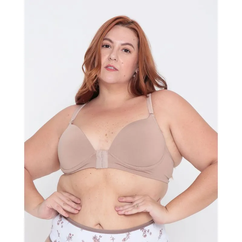 Sutiã Feminino Plus Size Nadador Bojo Liso Bege 50