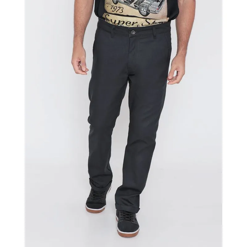 Calça Sarja Masculina Casual Barra Italiana Preta 42