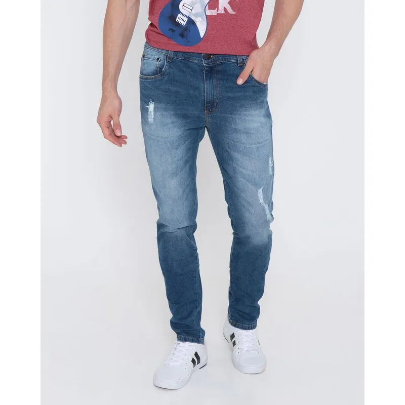 Calça Jeans Masculina Slim Azul Médio 38