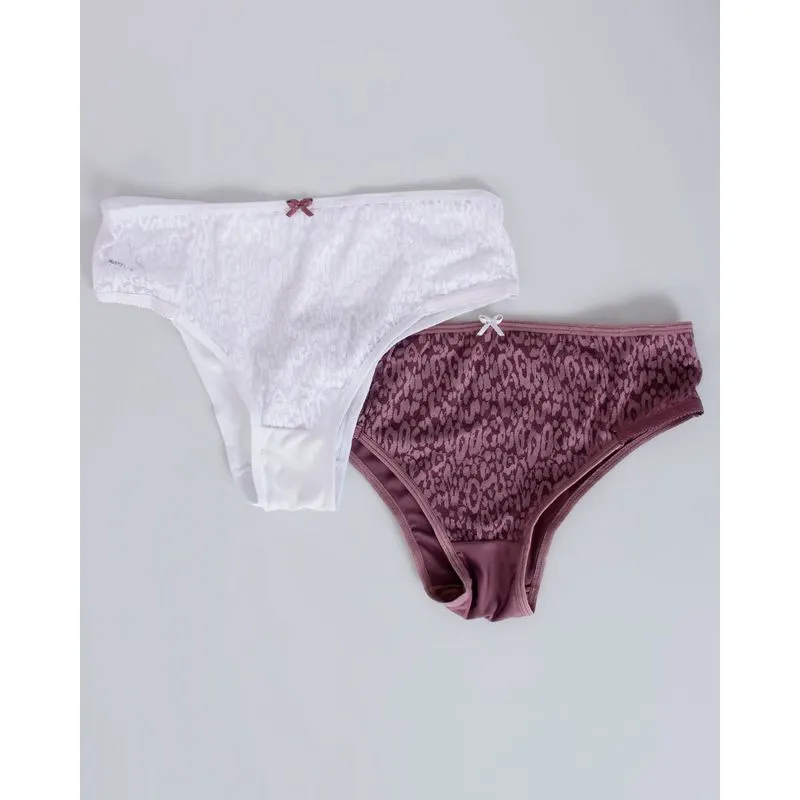 Kit 2 Calcinhas Biquíni Renda Lilás Branca G