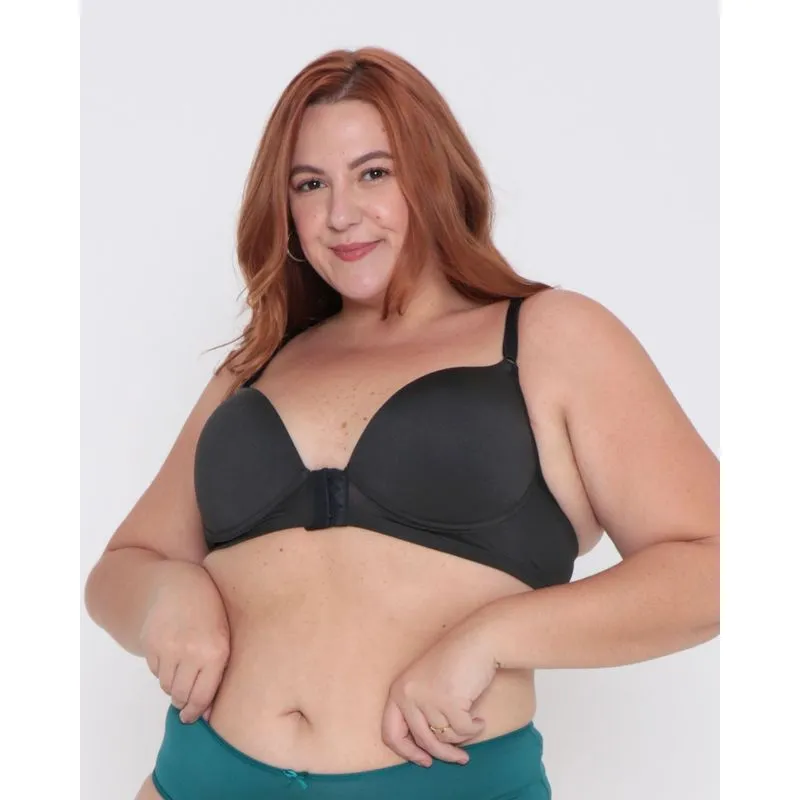 Sutiã Feminino Plus Size Nadador Bojo Liso Preto 46