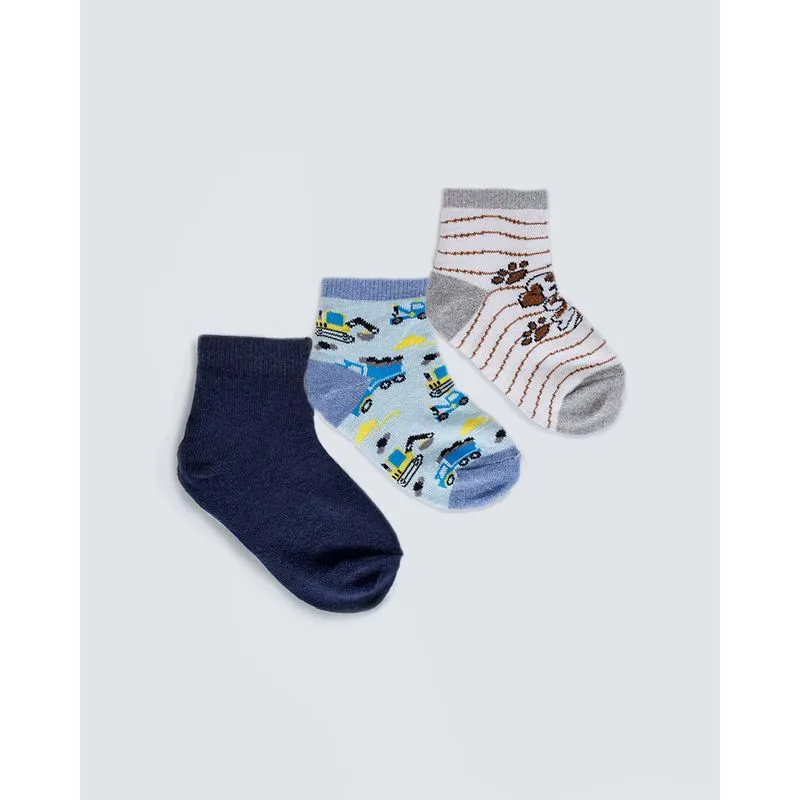 Kit 3 Pares Meia Bebê Branco Marinho Azul 19 A 22