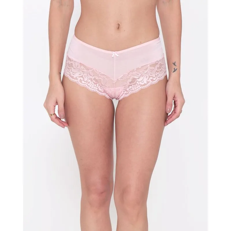 Calcinha Caleçon Microfibra Renda Rosa Claro G