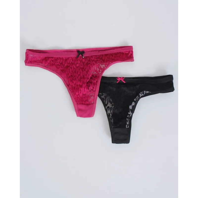 Kit 2 Calcinhas Alta Rosa Preto P