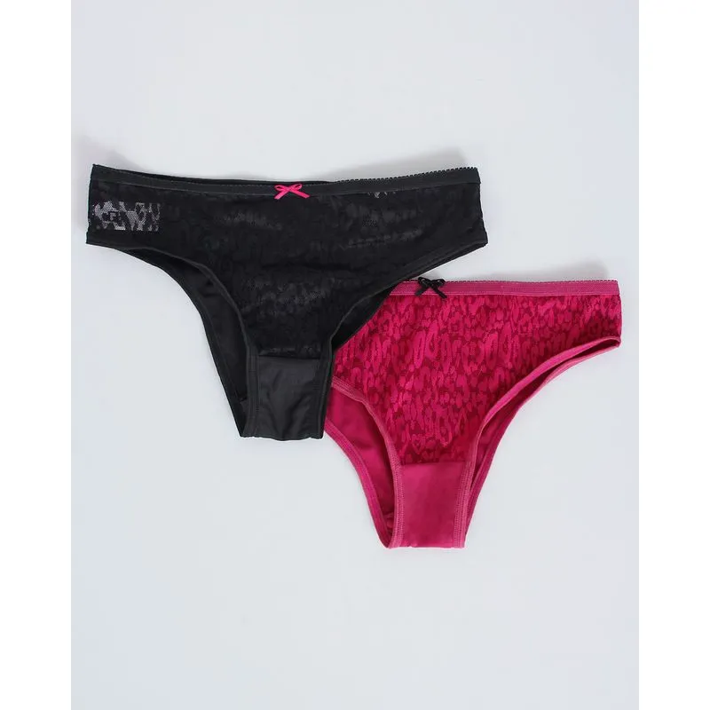 Kit 2 Calcinhas Alta Rosa Preto M