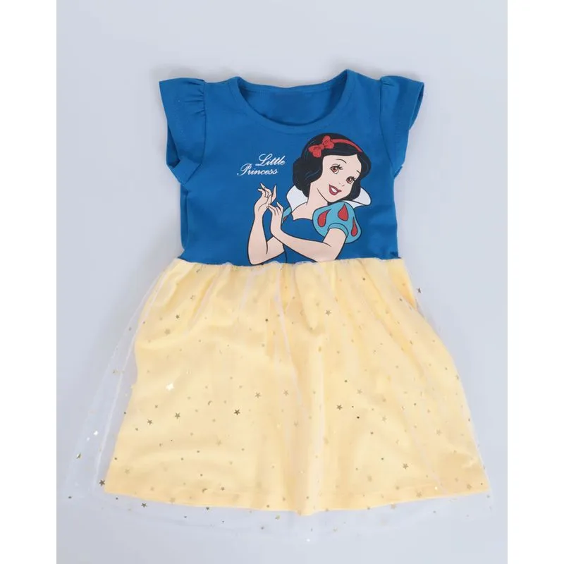 Vestido Bebê Tule Branca De Neve Disney Azul 1