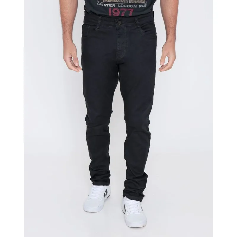 Calça Sarja Masculina Slim Preta 48