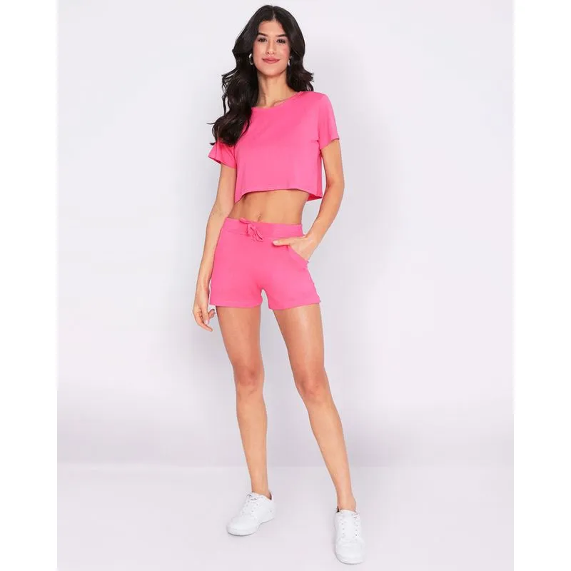 Short Feminino Com Bolso Rosa M