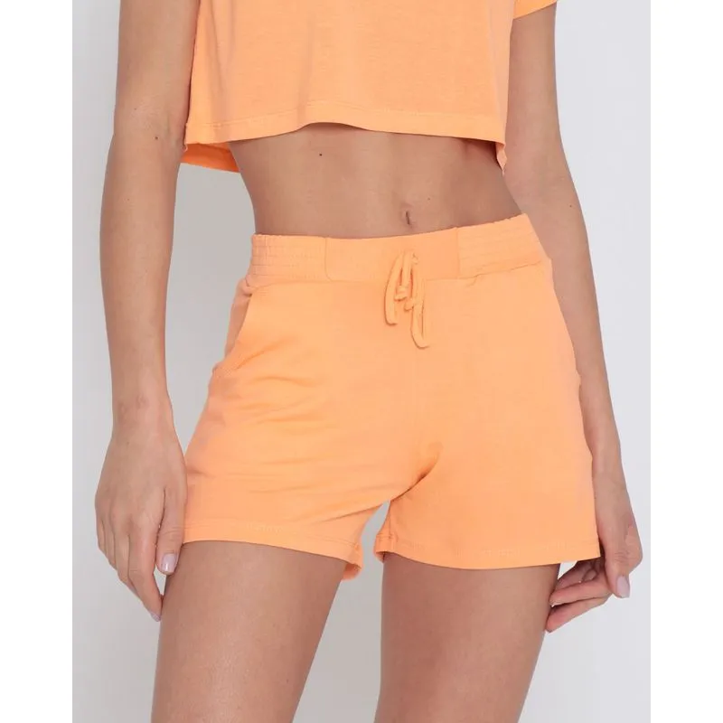 Short Feminino Moletinho Bolso Laranja G