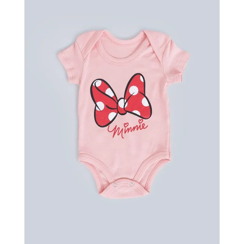 Body Bebê Minnie Mouse Disney Rosa Claro G